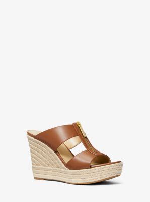 michael kors brady|Bradley Leather Wedge Sandal .